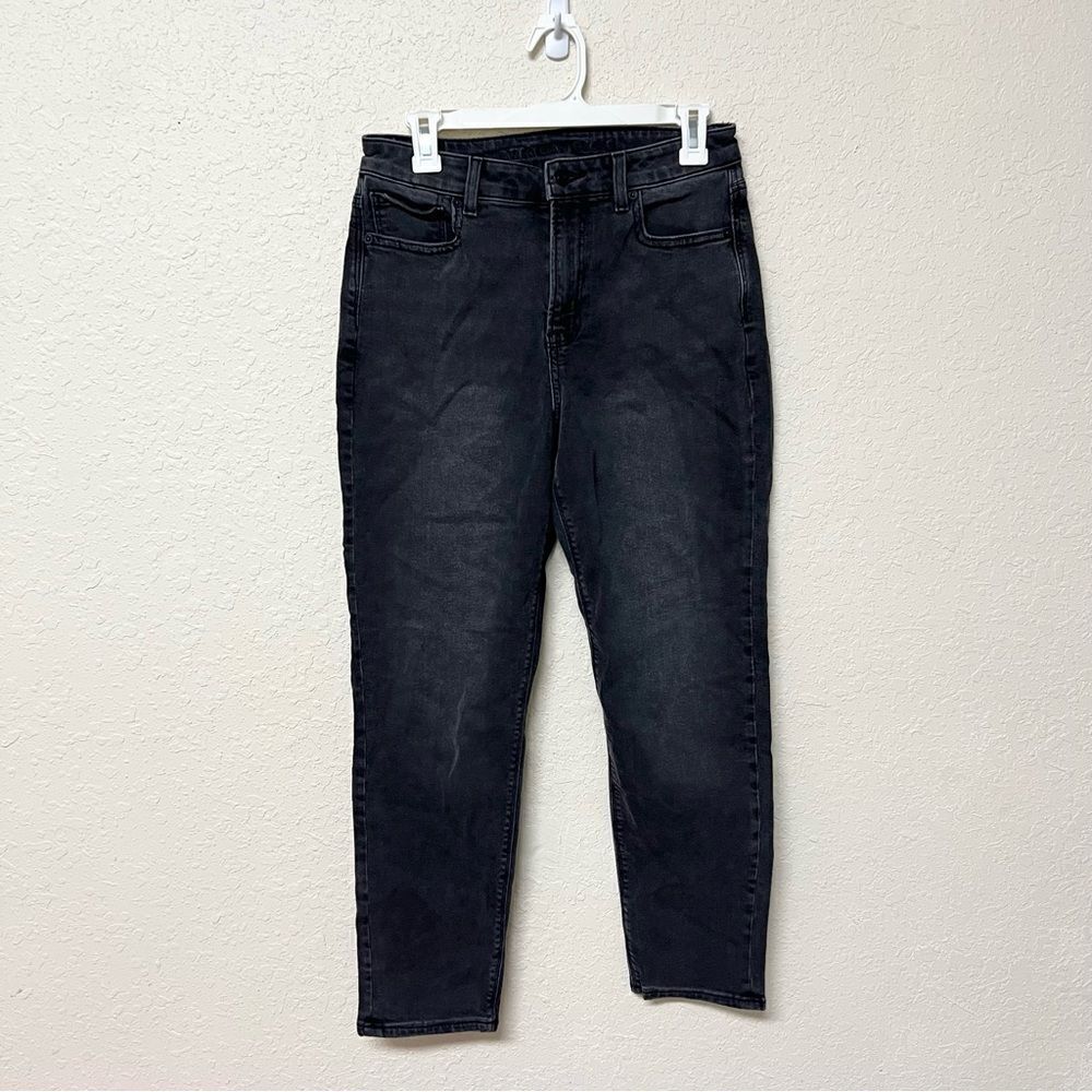 American Eagle Stretch Mom Straight Jean Black Denim Size 4 Regular Jeans